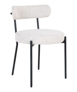 Badalona Eetkamerstoel - Eetkamerstoel, bouclé, wit, zwarte poten HN1270 (set van 2)