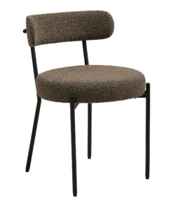 Badalona Eetkamerstoel - Eetkamerstoel, bouclé, bruin, zwarte poten HN1064 (set van 2)