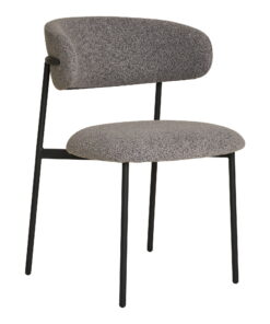 Mira Eetkamerstoel - Eetkamerstoel, bouclé, lichtgrijs, zwarte poten HN1268 (set van 2)