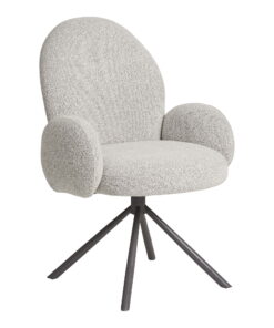 Lana Eetkamerstoel - Eetkamerstoel met draaifunctie, armleuning, bouclé, zandkleurig, grijze poten HN1267