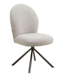 Lana Eetkamerstoel - Eetkamerstoel met draaibare zitting, bouclé, zandkleurig, grijze poten HN1267