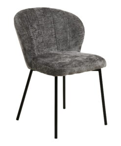 Roanne Eetkamerstoel - grijs, zwarte poten, HN1319 (set van 2)