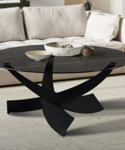 Weston salontafel rond – helder grijs glas