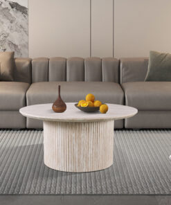 Lagos salontafel 80 cm rond – travertin beige