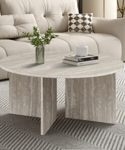 Drasir salontafel rond – travertin grijs