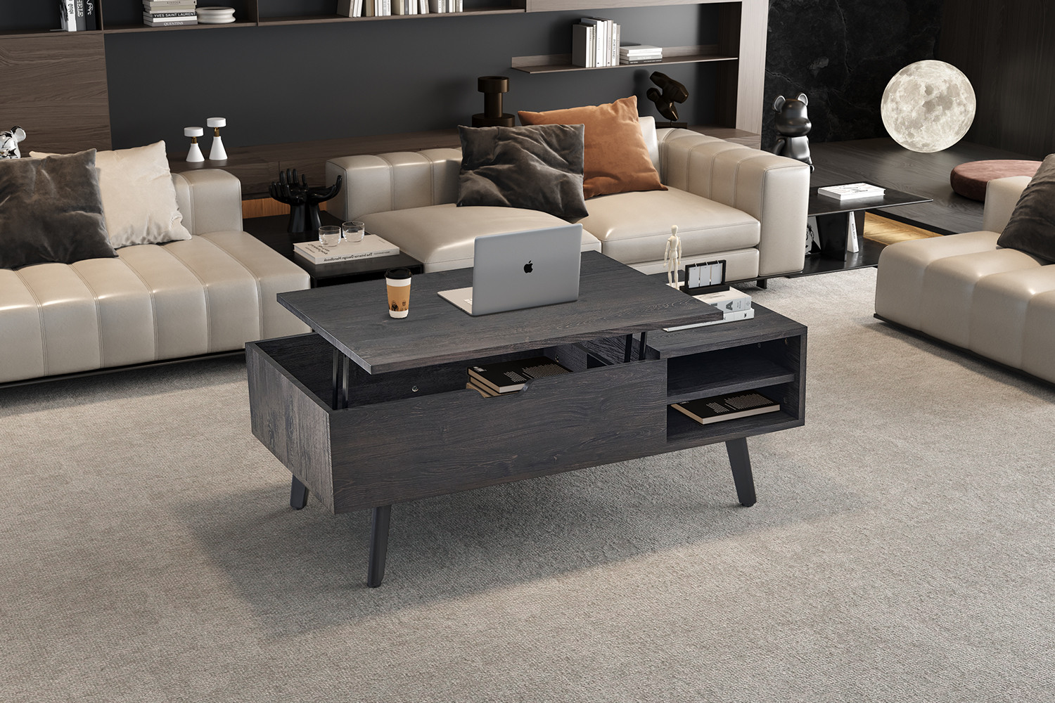 Justine salontafel – opklapbaar blad donkerbruin - Image 4