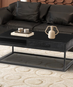 Madeira salontafel met lade – zwart mangohout