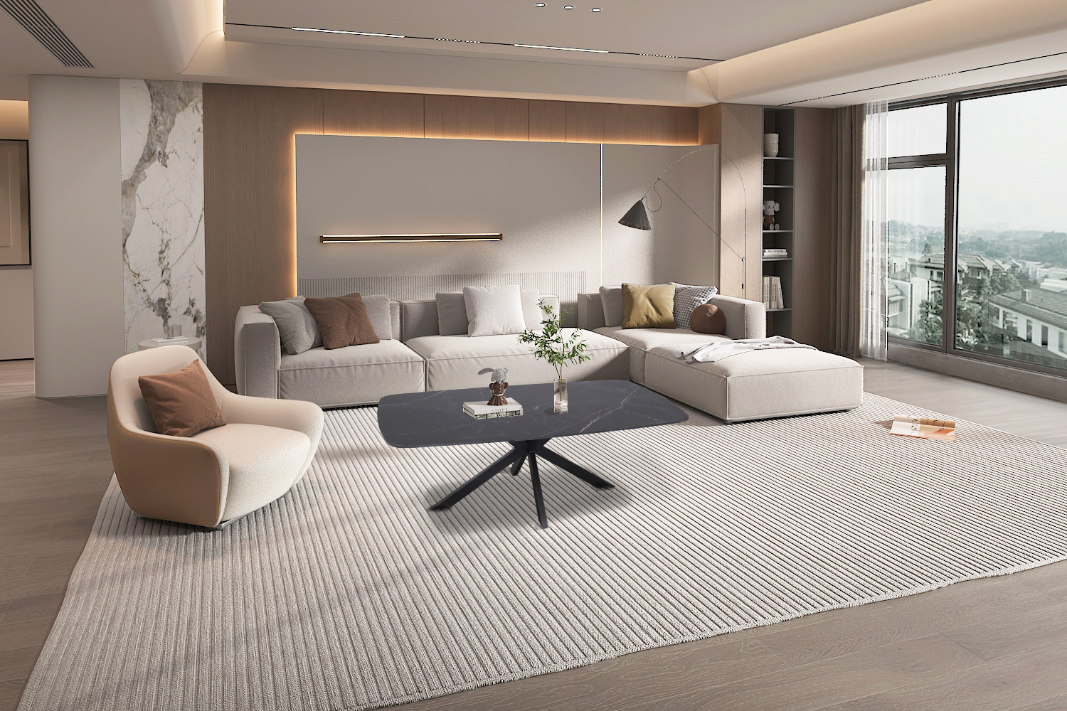 Apollo salontafel 130 cm Deens ovaal – zwarte steen - Image 2