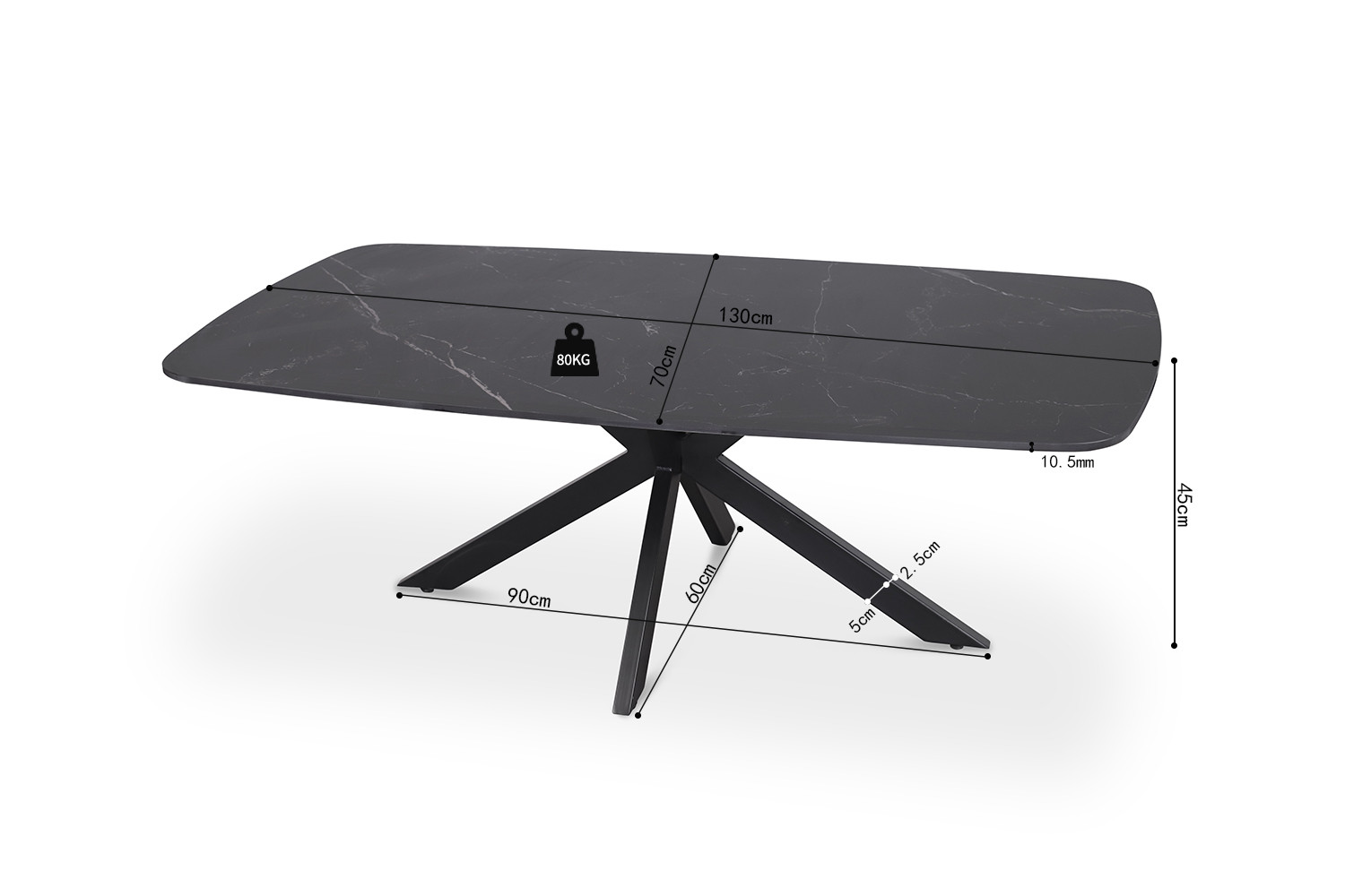 Apollo salontafel 130 cm Deens ovaal – zwarte steen - Image 7