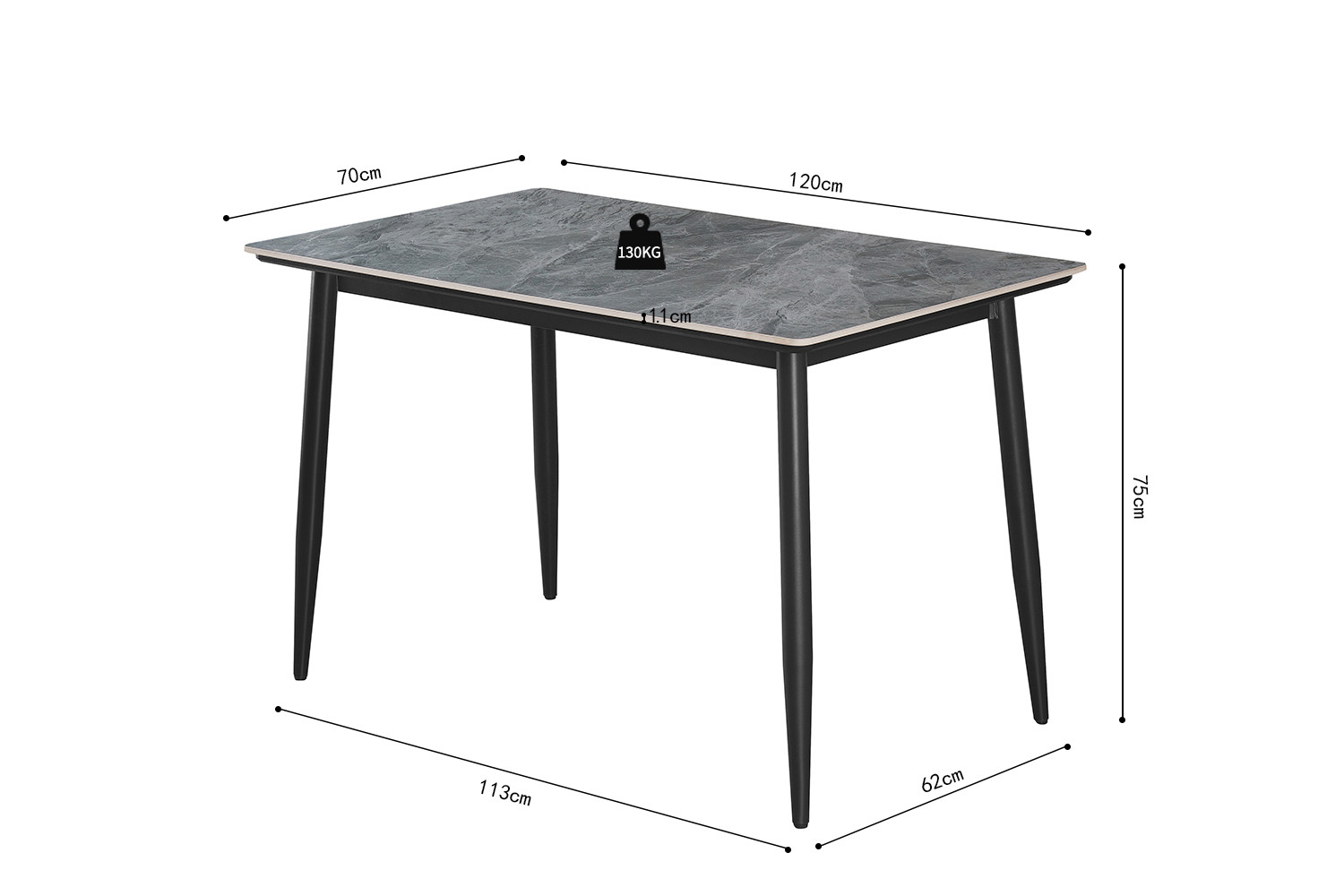 Kenzo tafel – 120 cm steengrijs - Image 14