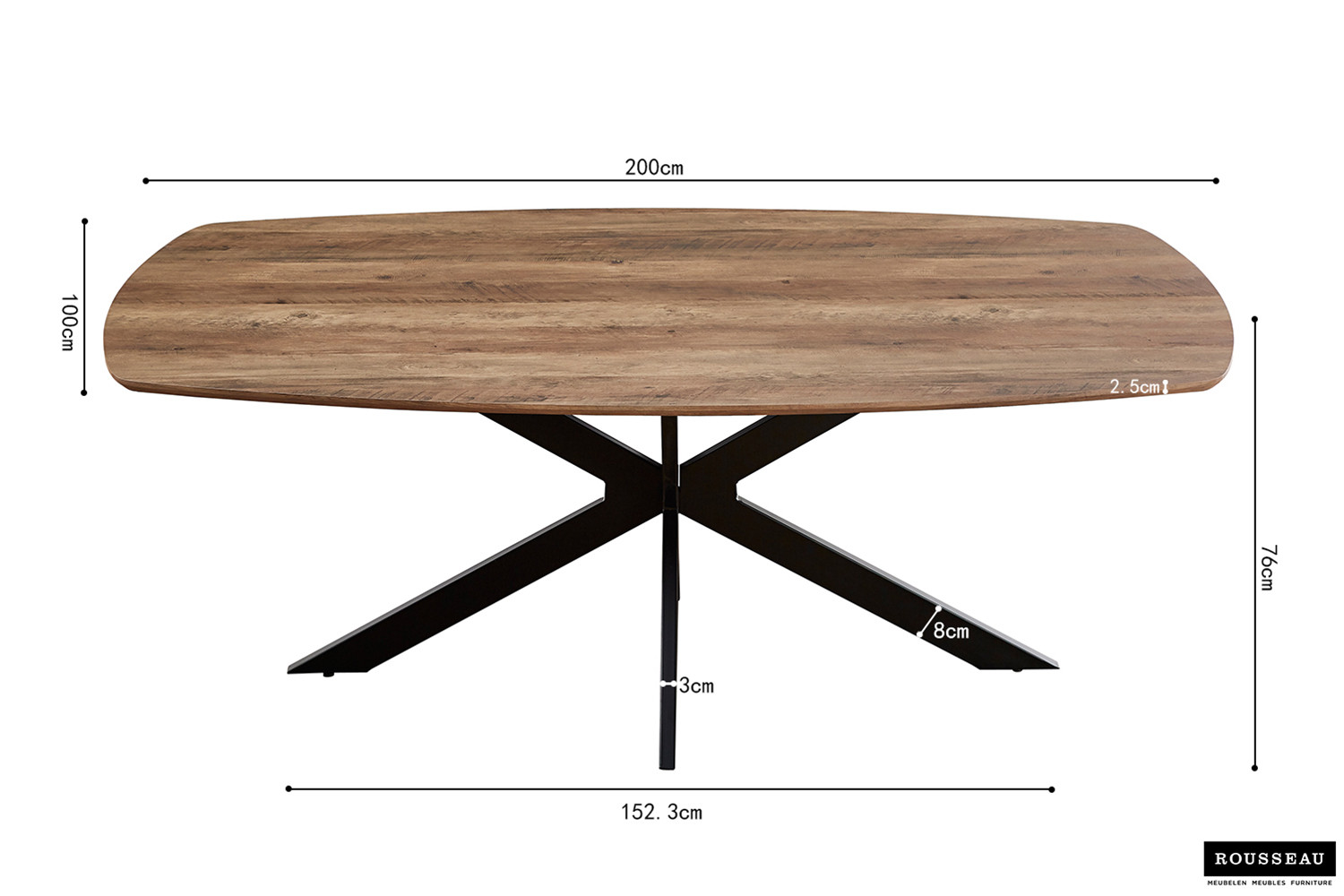Aziz tafel – 200 cm Deens ovaal mango decor - Image 7