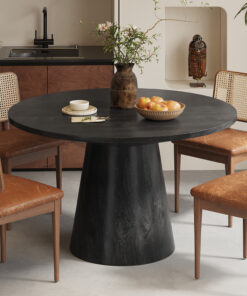 Tommy tafel – 130 cm rond mangohout zwart