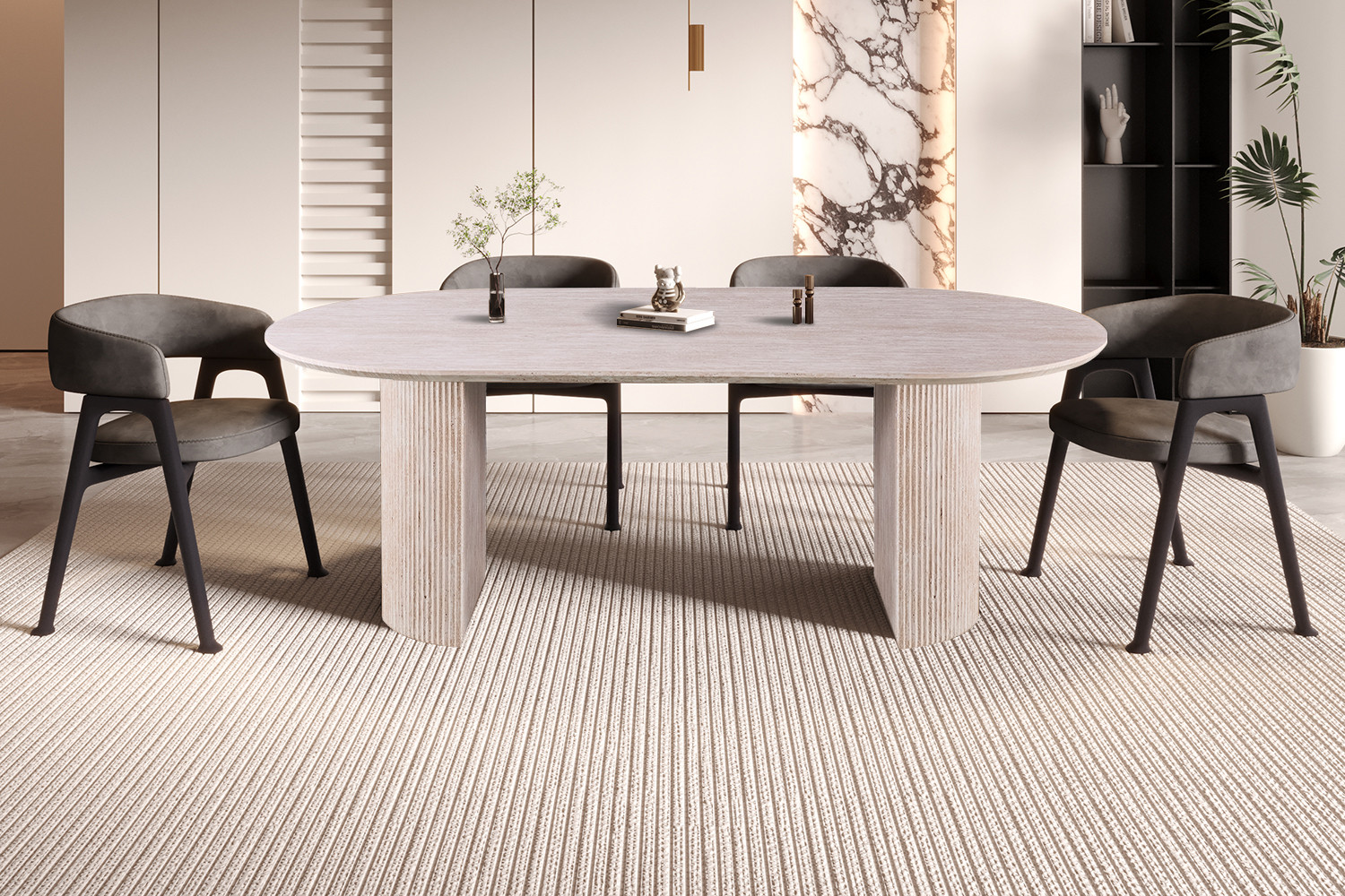Lagos tafel – 220 cm ovaal travertin beige