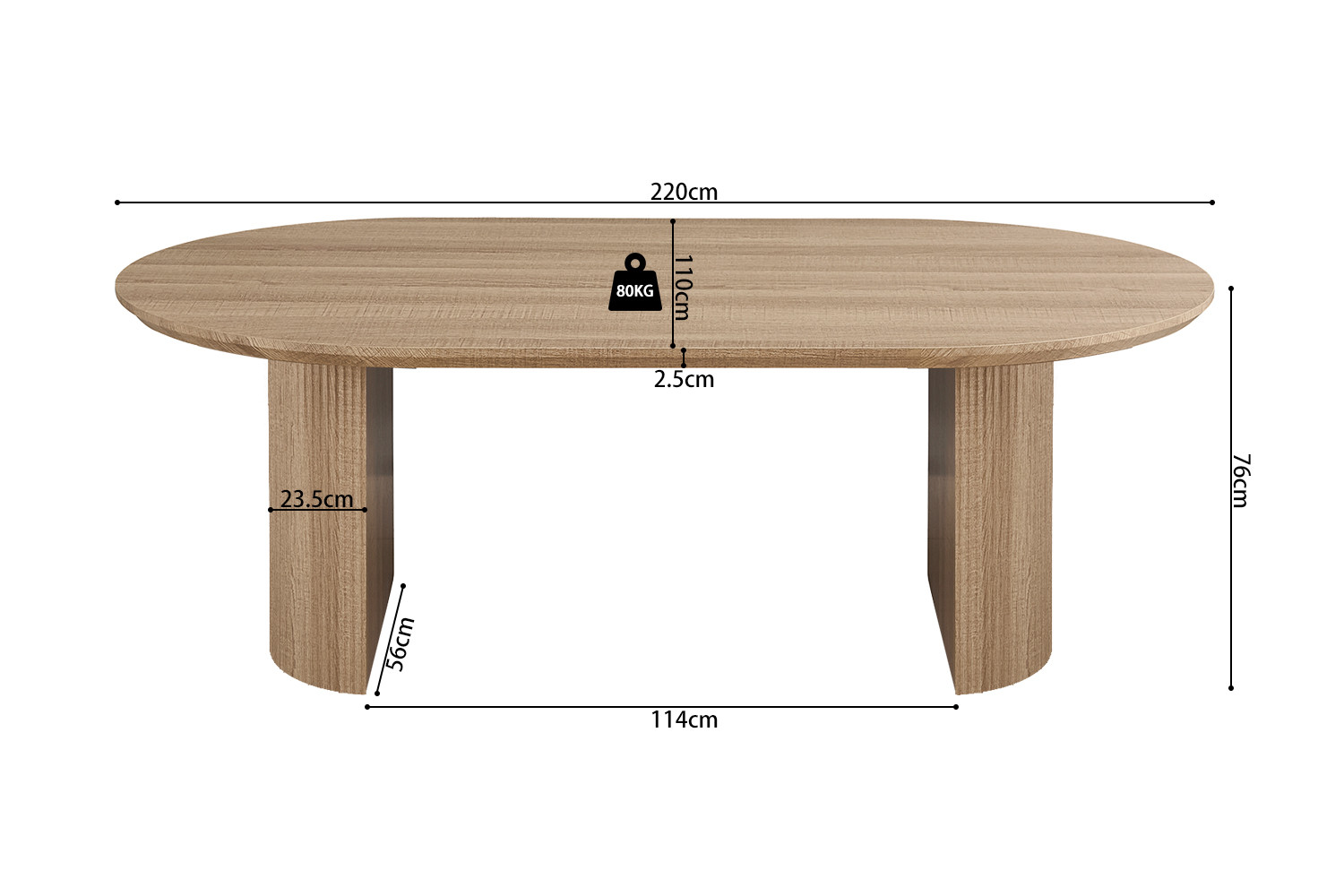 Lagos tafel – 220 cm ovaal eiken naturel - Image 6