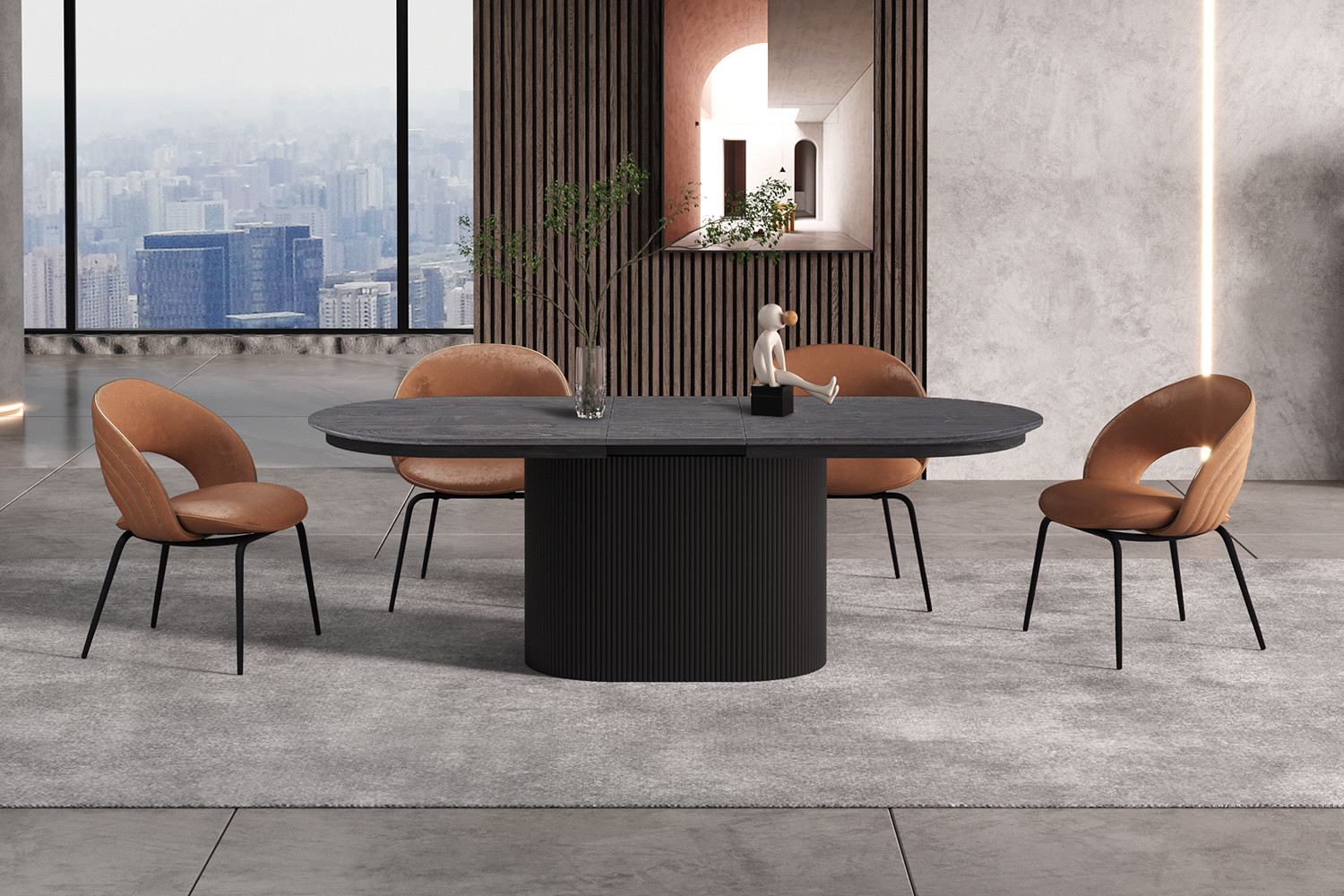 Lagos uitschuifbare tafel – ovaal donkerbruin - Image 2