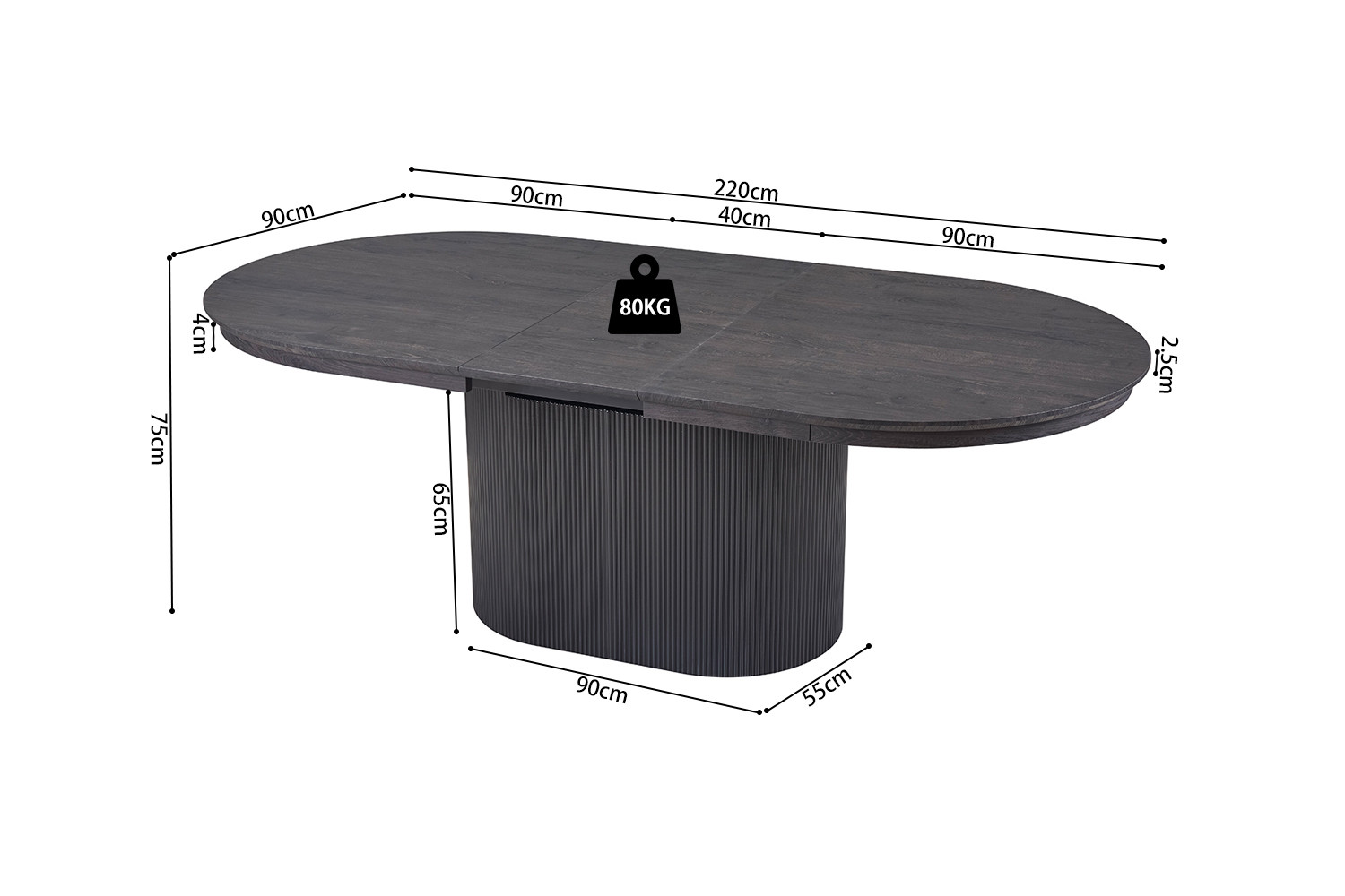Lagos uitschuifbare tafel – ovaal donkerbruin - Image 12