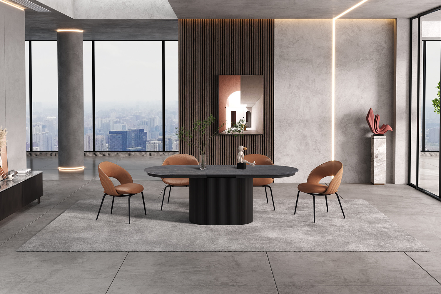 Lagos uitschuifbare tafel – ovaal donkerbruin - Image 5