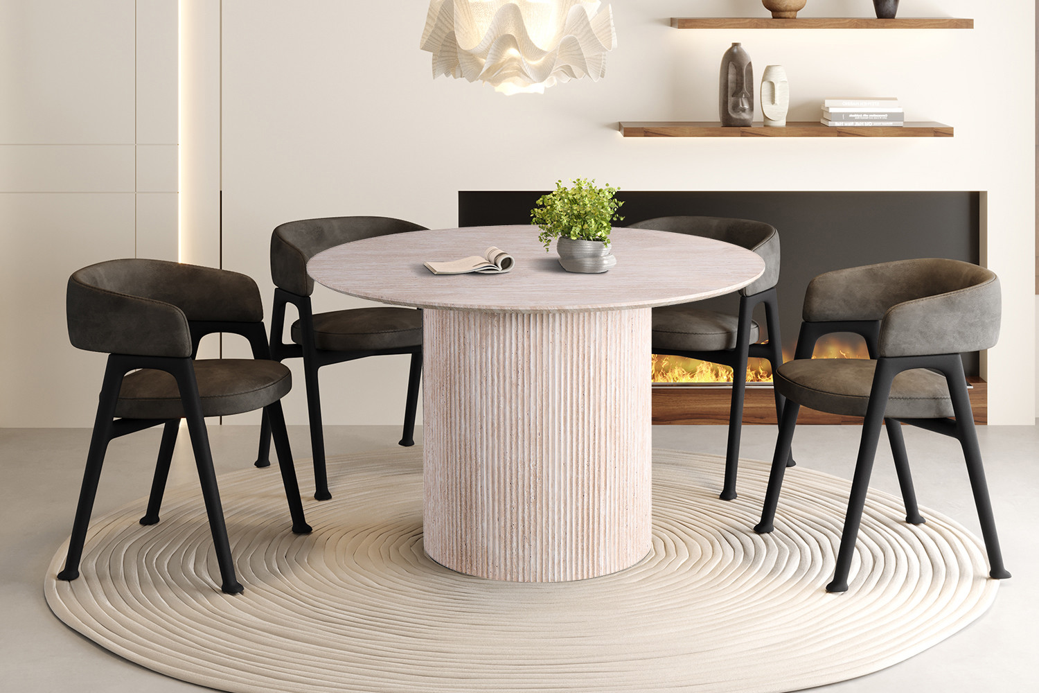 Lagos tafel – 120 cm rond travertin beige