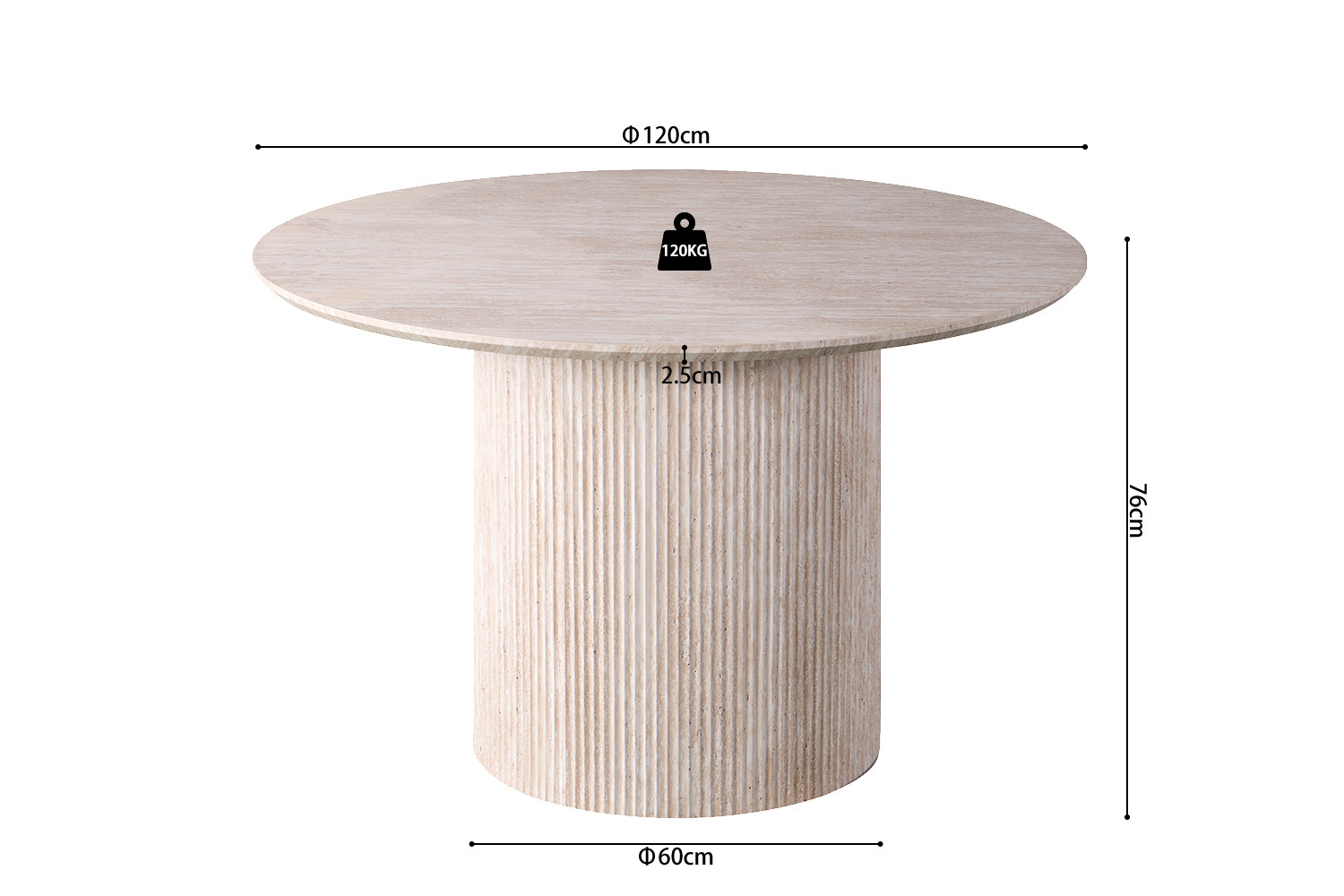 Lagos tafel – 120 cm rond travertin beige - Image 7