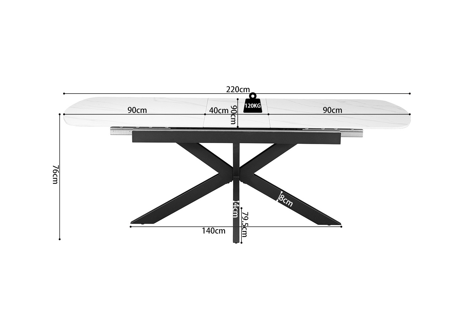 Hestia uitschuifbare tafel – Deens ovaal steenwit - Image 9