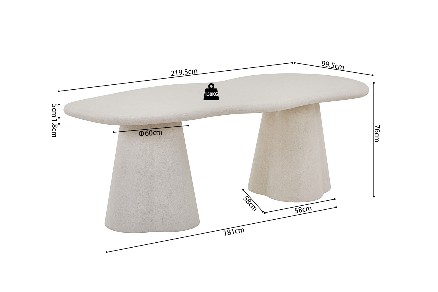 Faro tafel – 220 cm organisch cement - Image 10