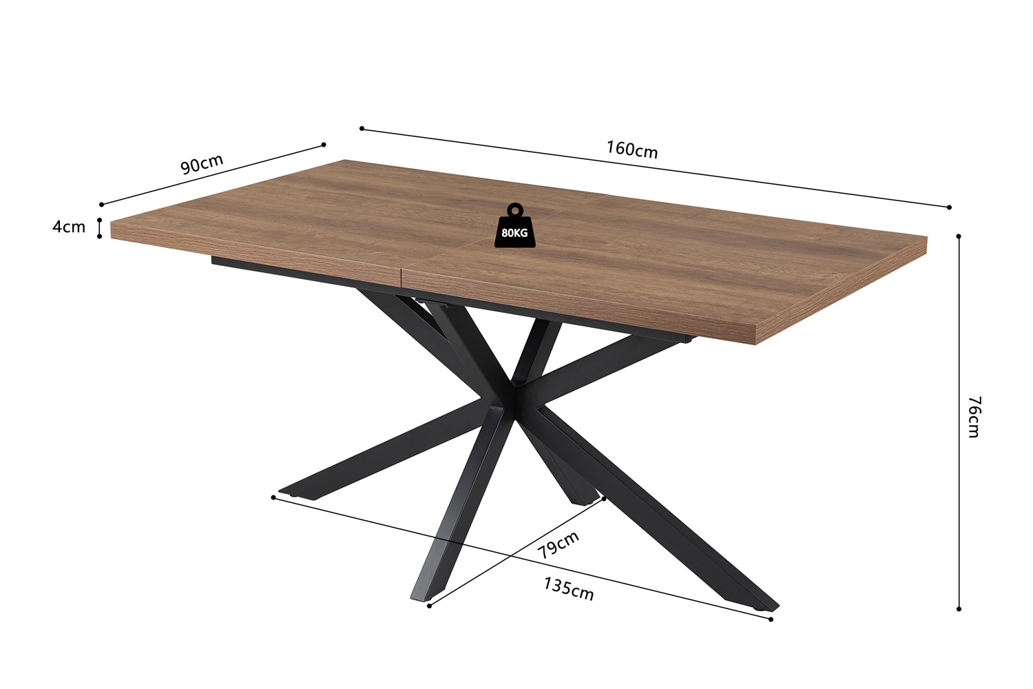 Kos uitschuifbare tafel – 160–200 cm donkerbruin - Image 14