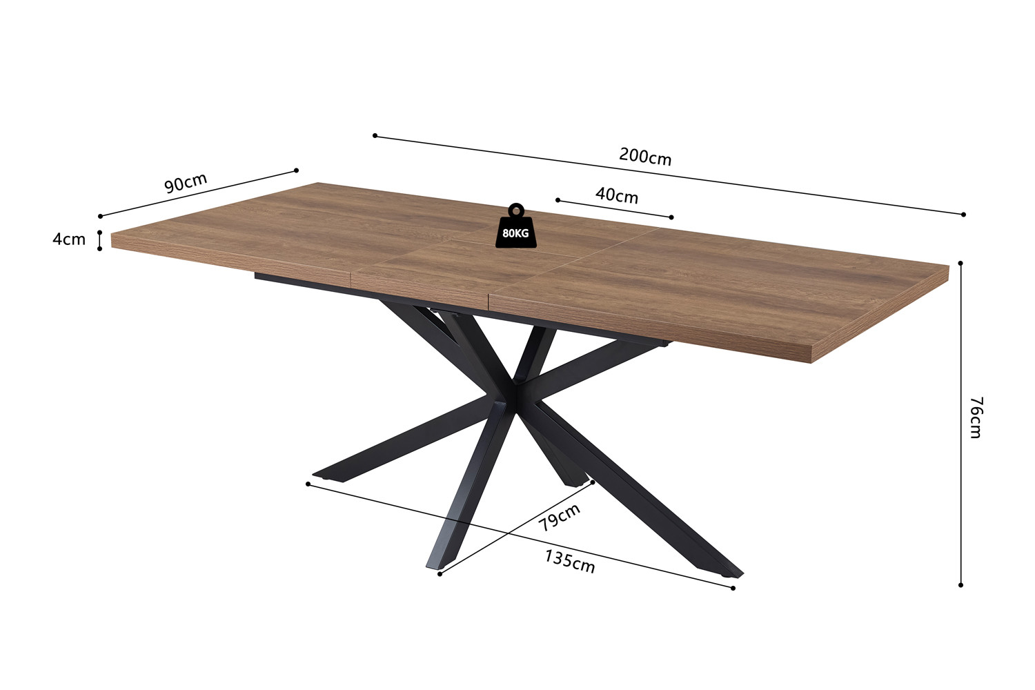 Kos uitschuifbare tafel – 160–200 cm donkerbruin - Image 15
