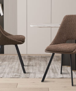 Filou stoel – bouclé zand & PU bruin