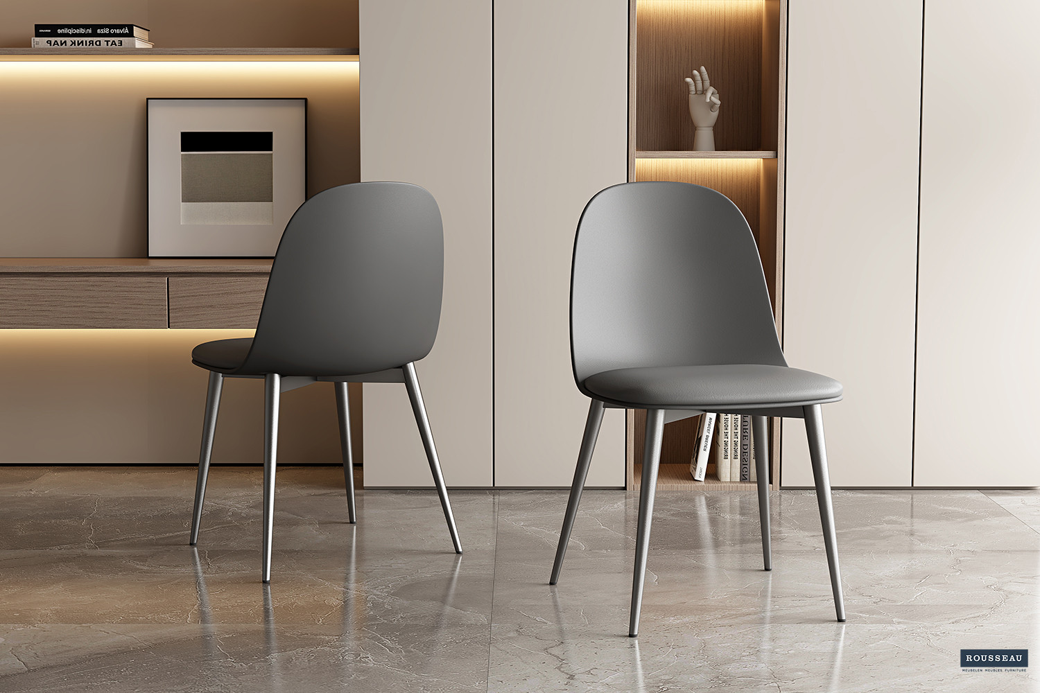 Jasmin stoel – PP met PU kussen grijs