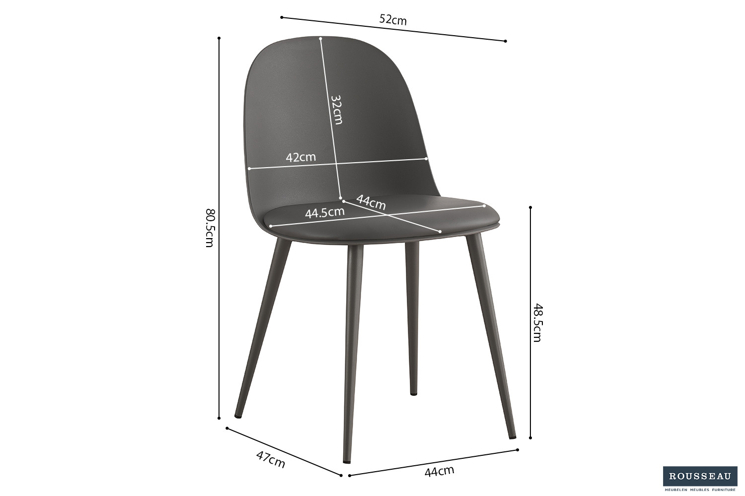 Jasmin stoel – PP met PU kussen grijs - Image 7