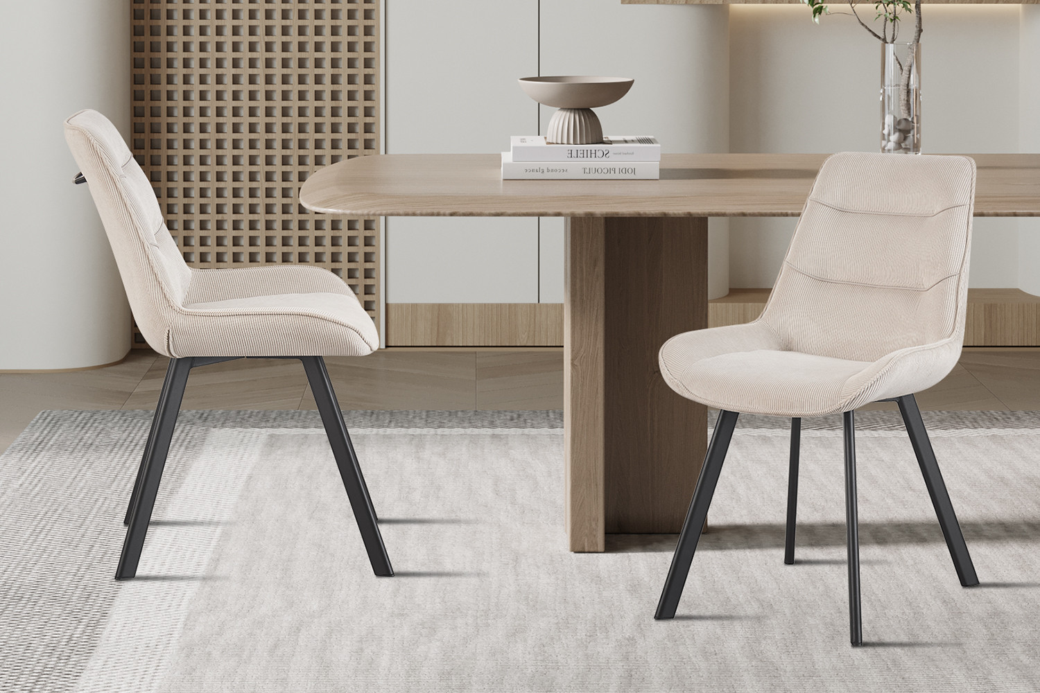 Amelie stoel – ribfluweel zand