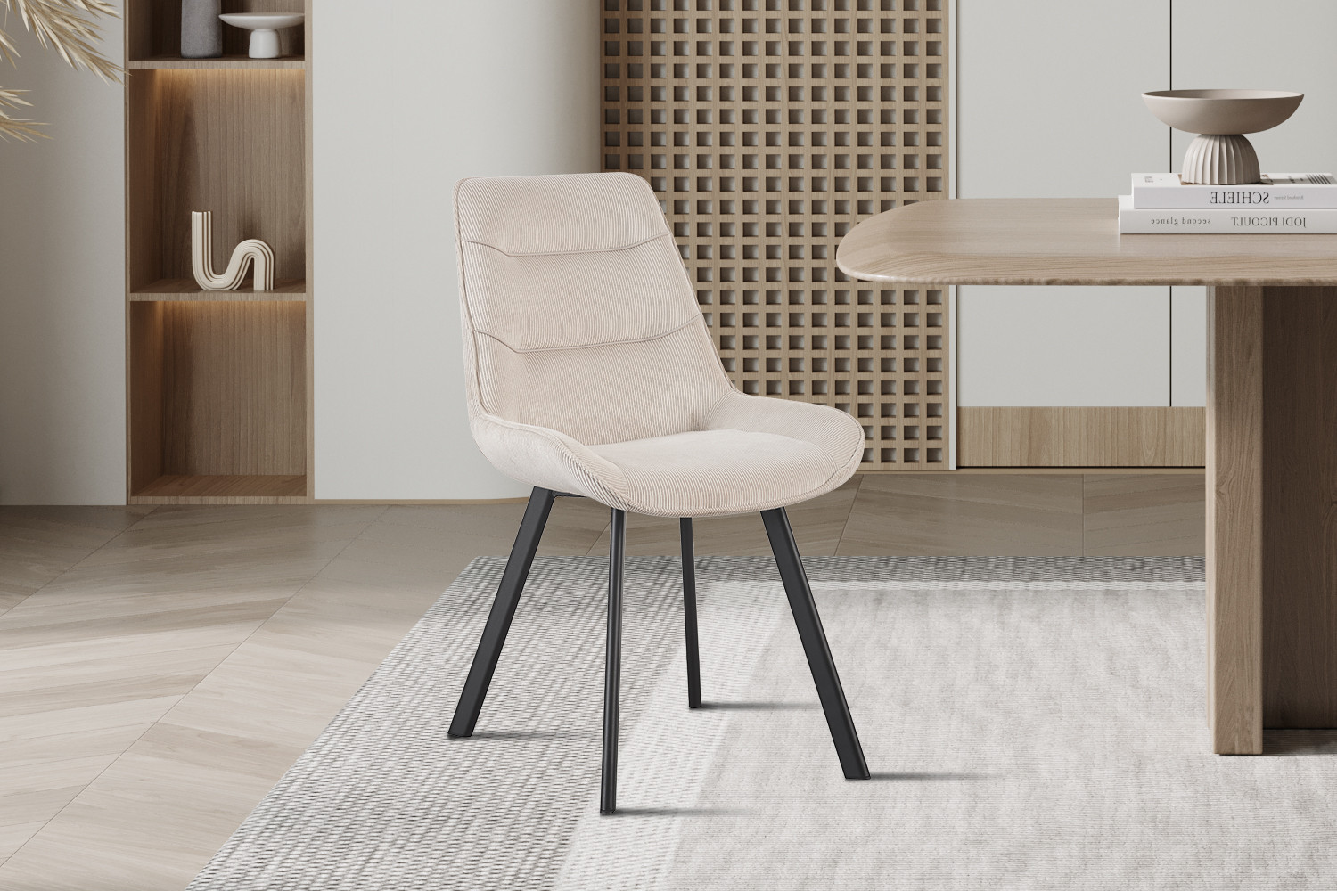 Amelie stoel – ribfluweel zand - Image 2