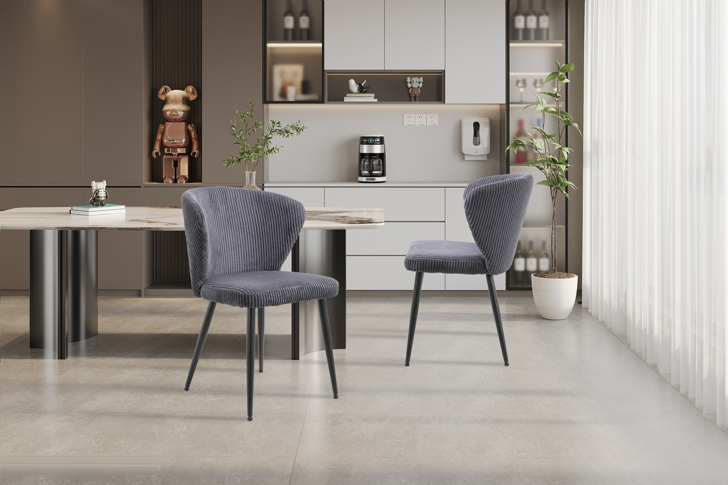 Tornado stoel – ribfluweel grijs - Image 3