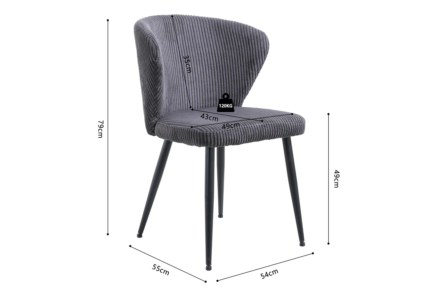 Tornado stoel – ribfluweel grijs - Image 10