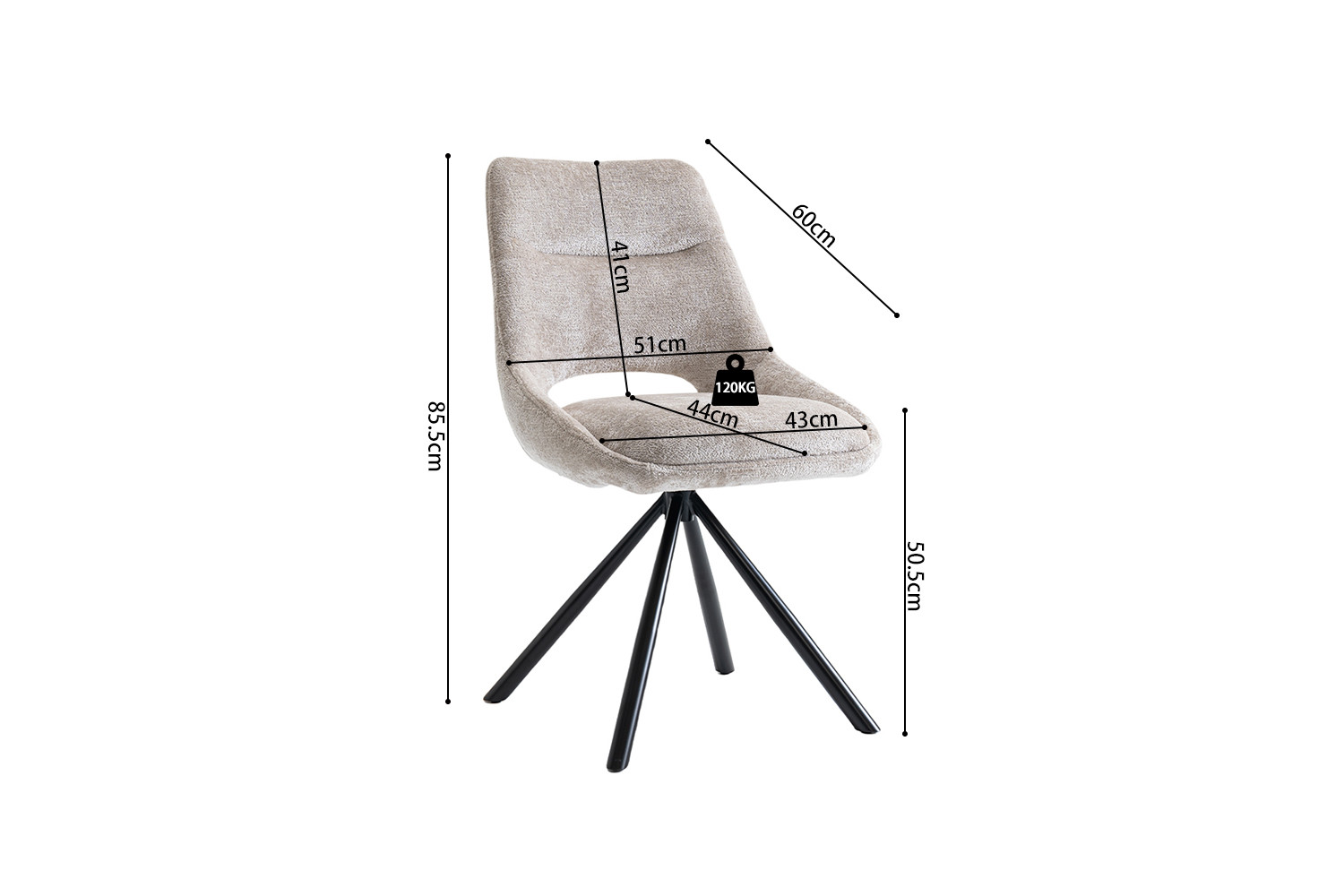 Dante stoel – stof beige - Image 10