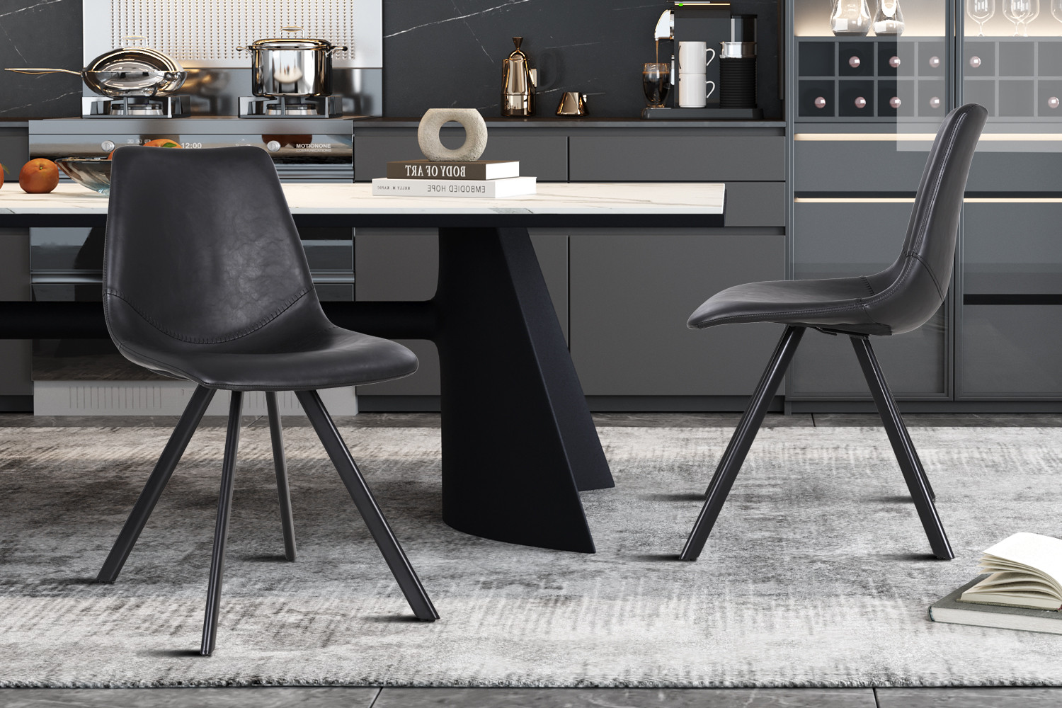 Emma stoel – PU zwart - Image 2