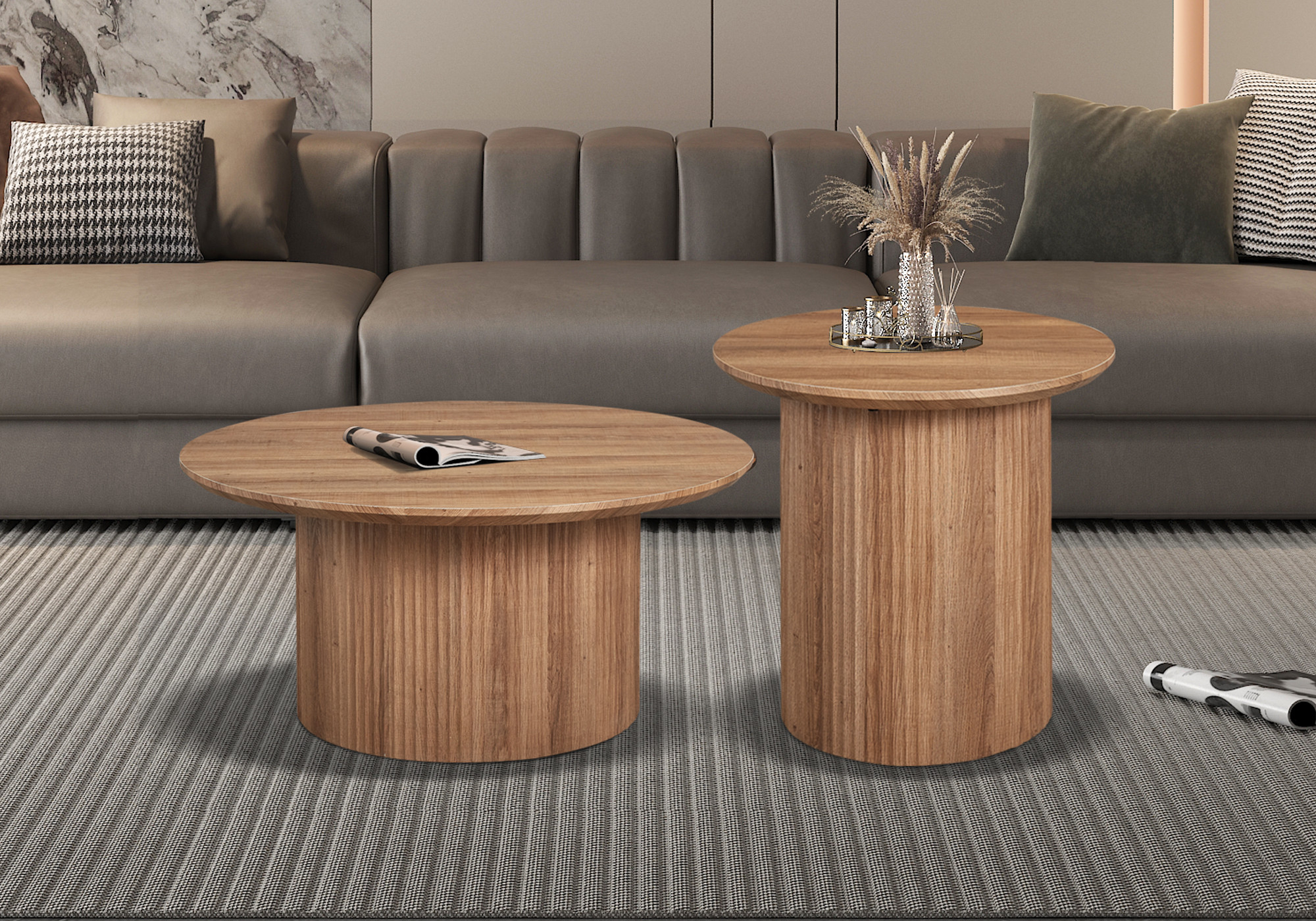 Salontafel Lagos – Rond 50 cm Oude Eik - Image 2