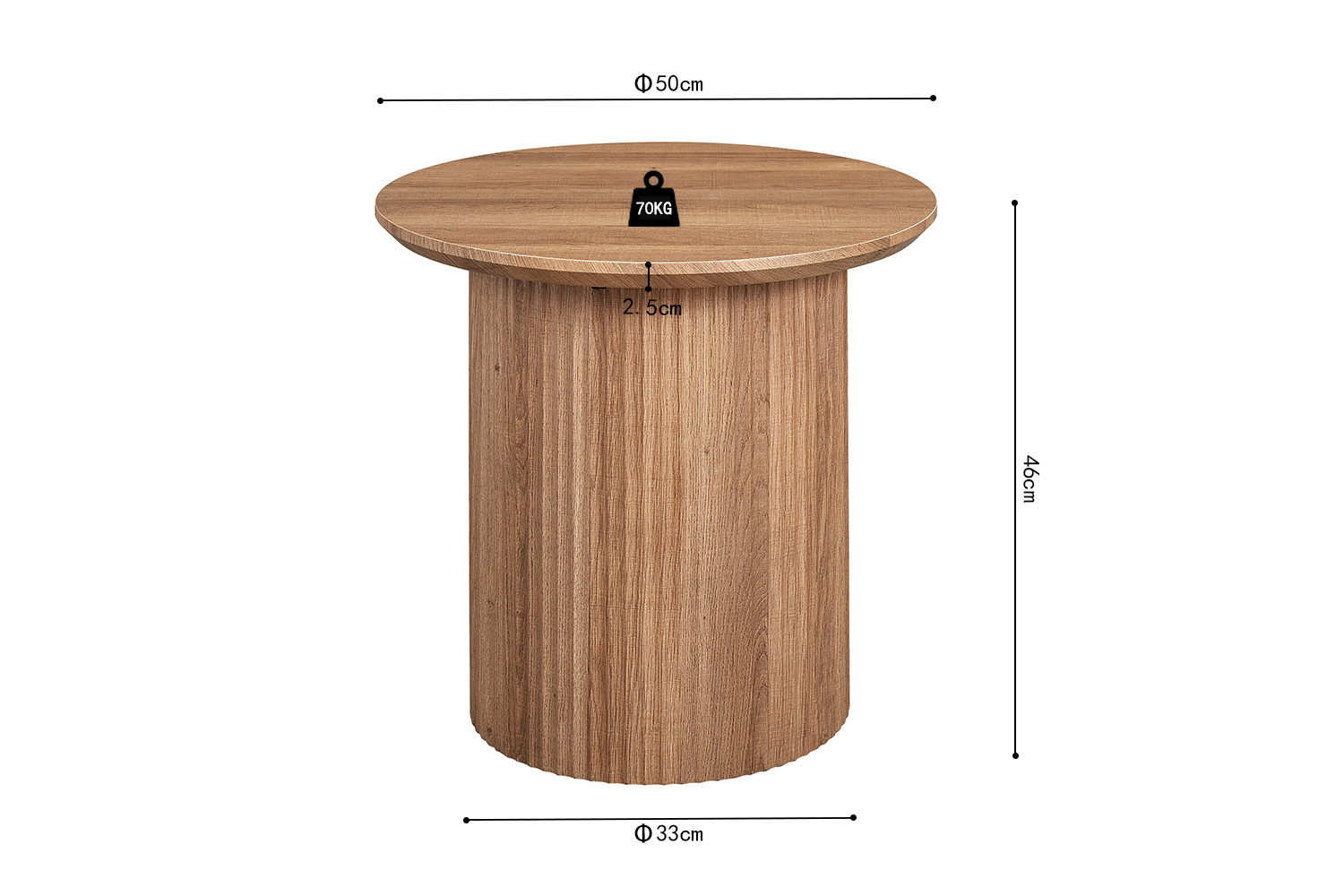 Salontafel Lagos – Rond 50 cm Oude Eik - Image 7