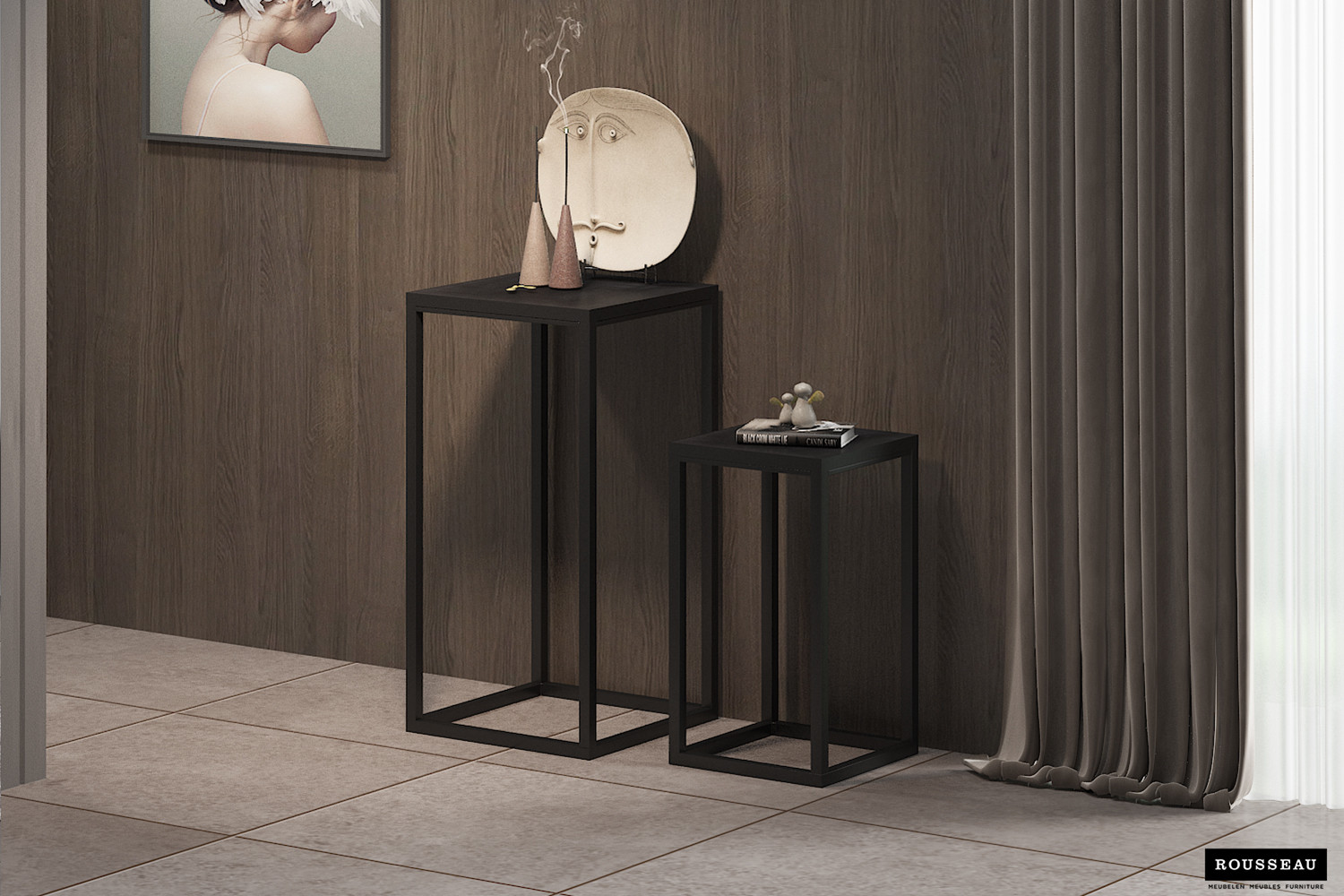 Bijzettafel Madeira – 2-delig Zwart Mangohout