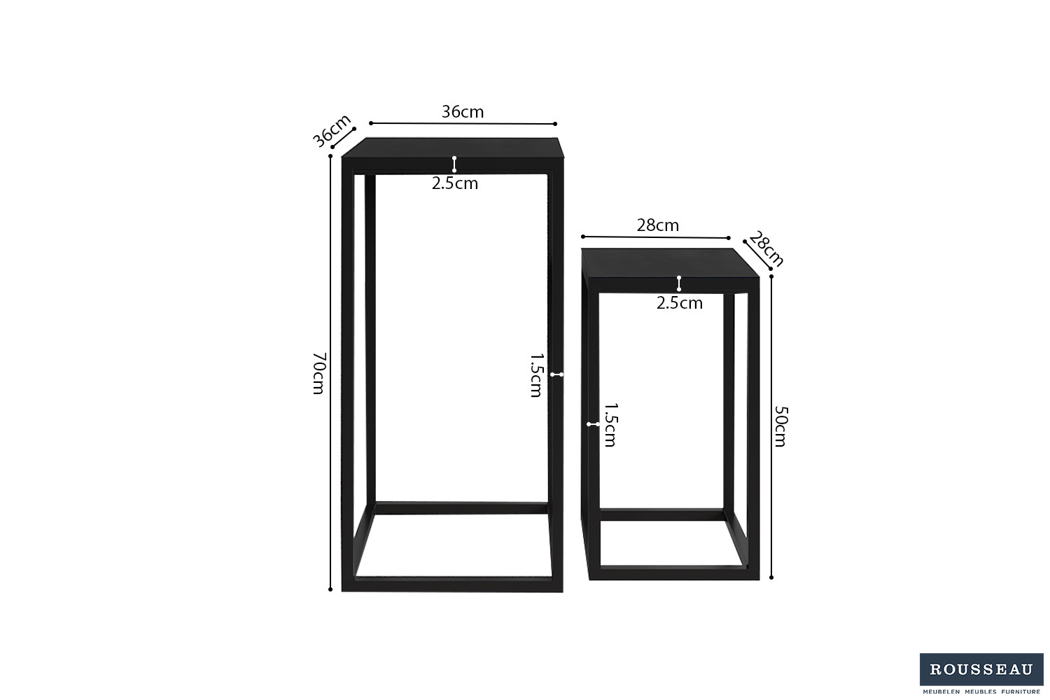 Bijzettafel Madeira – 2-delig Zwart Mangohout - Image 6