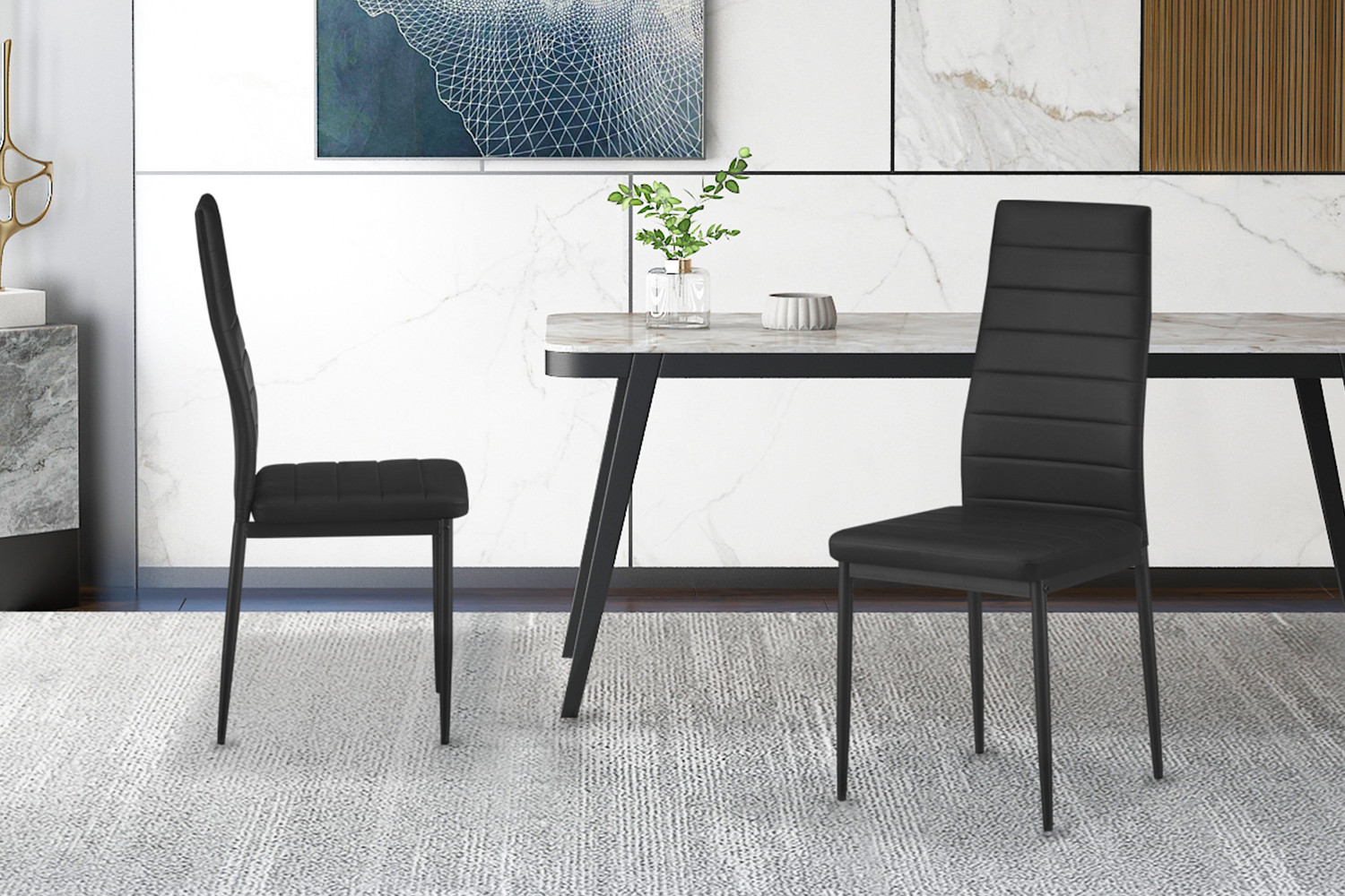 Set van 4 Stoelen Cato/Kenzo – PU Zwart