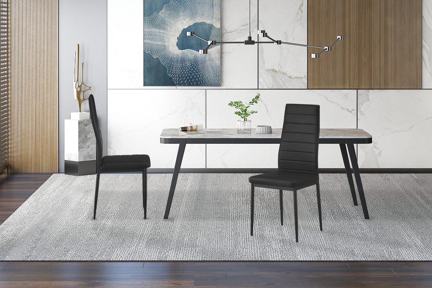 Set van 4 Stoelen Cato/Kenzo – PU Zwart - Image 3