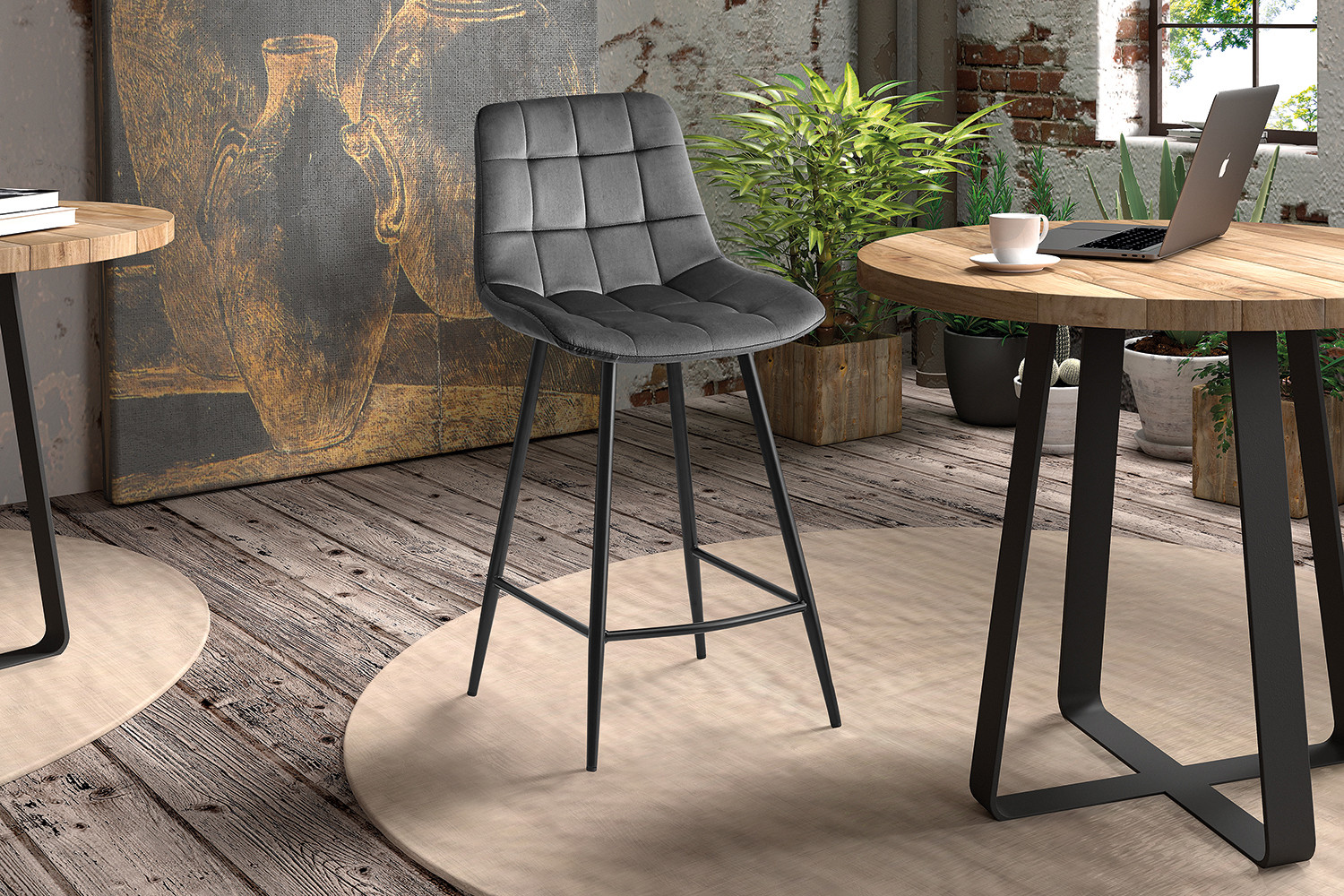 Counterstoel Juta – Fluweel Donkergrijs - Image 2