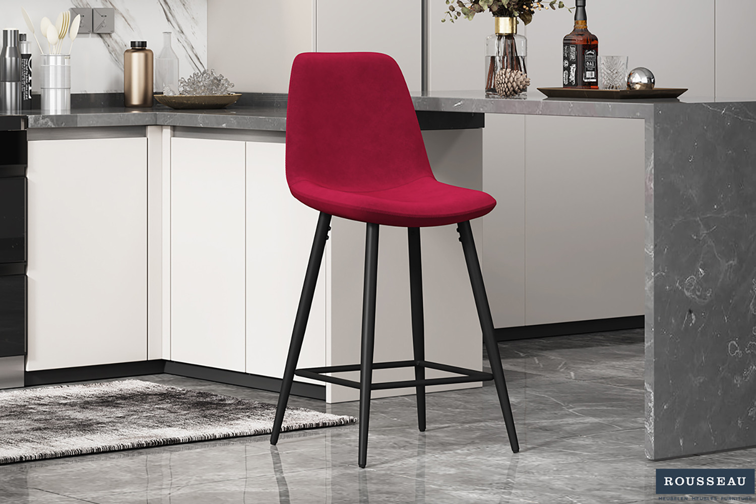 Barstoel Boy – Fluweel Bordeaux