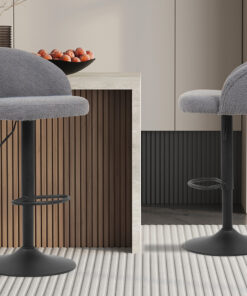 Barstoel Arda – Bouclé Lichtgrijs