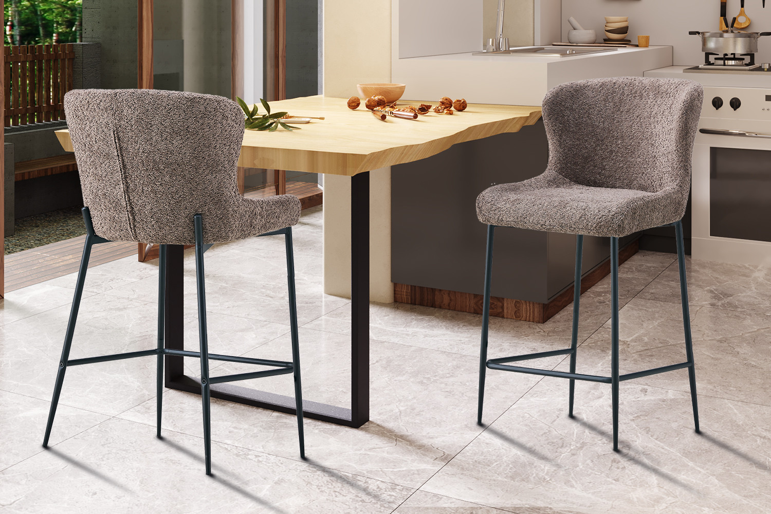 Barstoel Lisa Bouclé Zand