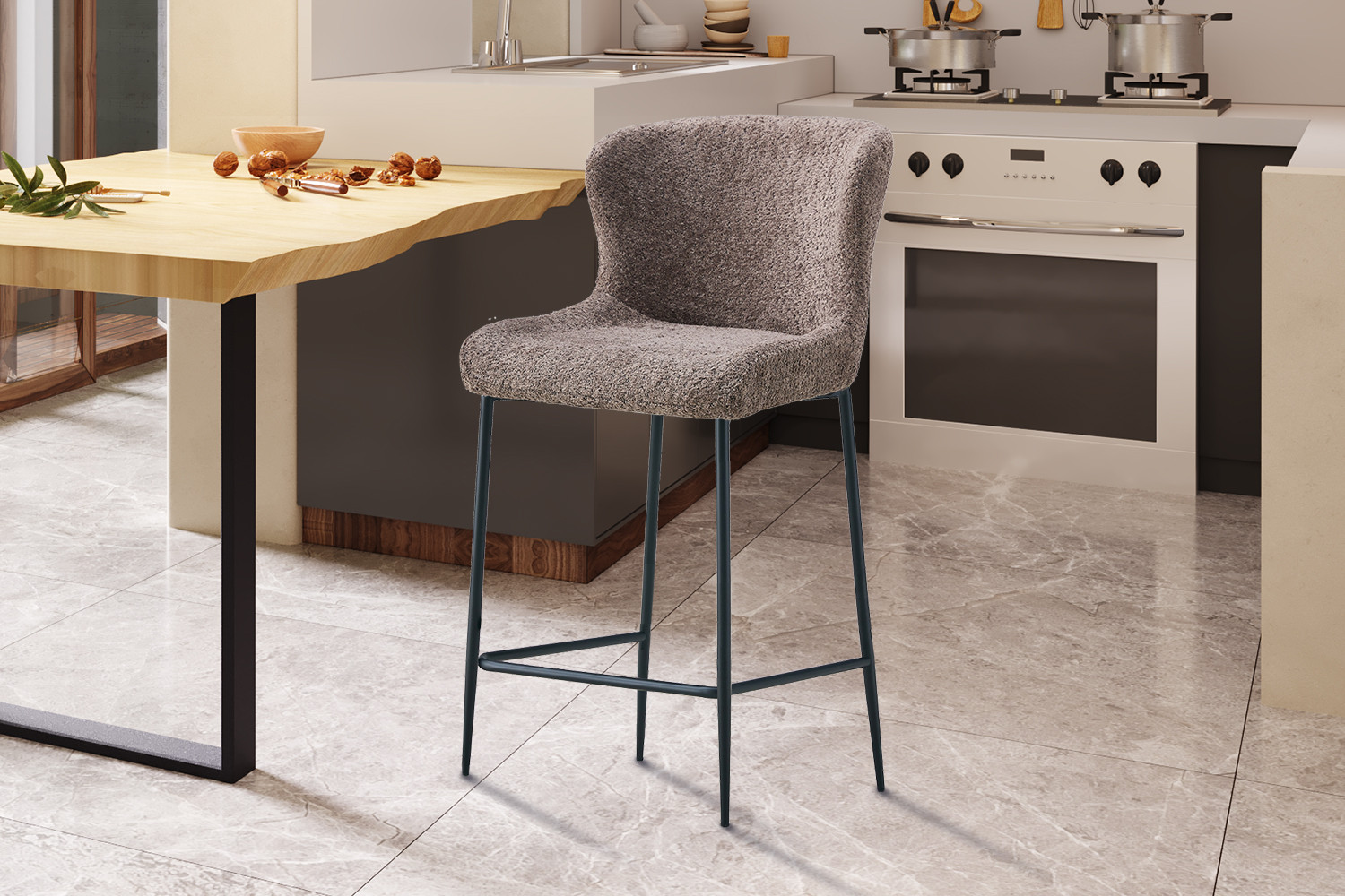 Barstoel Lisa Bouclé Zand - Image 2