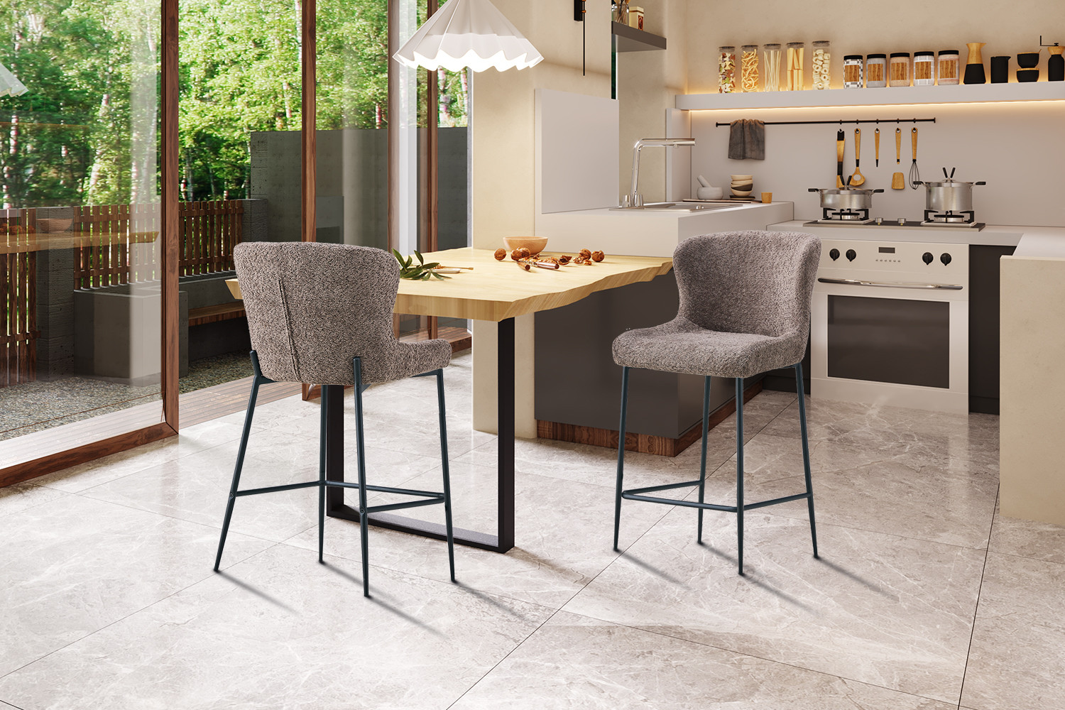 Barstoel Lisa Bouclé Zand - Image 3