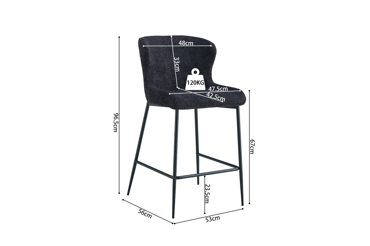 Barstoel Lisa – Bouclé Donkergrijs - Image 9