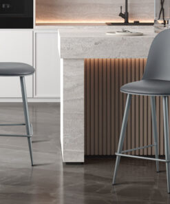 Counterstoel Jasmin Grijs – PP Zitting & PU Kussen